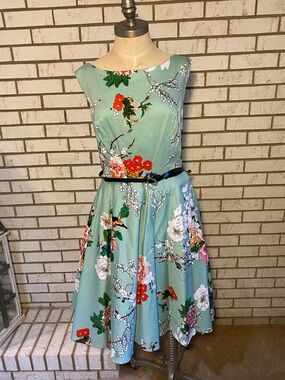 Grace Karin Floral Midi Dress in Mint Green with Multicolor Blooms